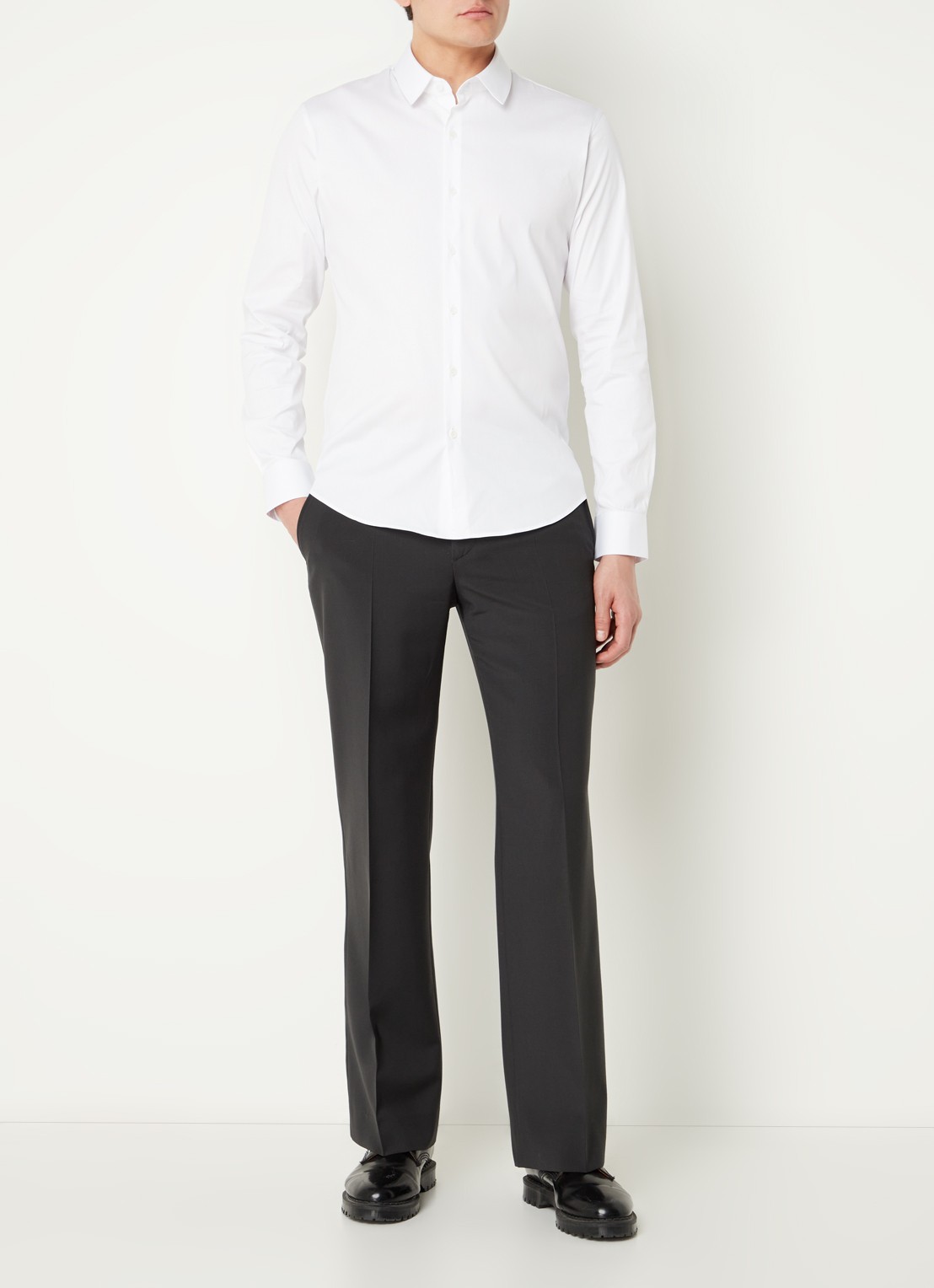 Sandro Slim fit overhemd met stretch - voorkant 2 wit