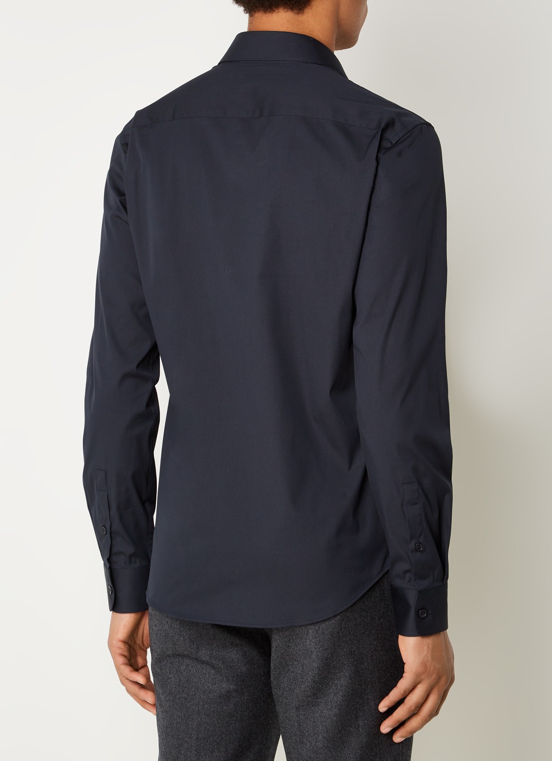 Sandro Slim fit overhemd met stretch - achterkant 4 donkerblauw