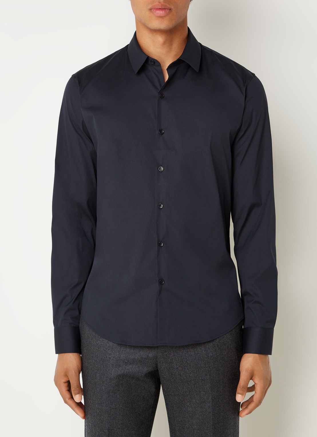 Sandro Slim fit overhemd met stretch - detail 6 donkerblauw