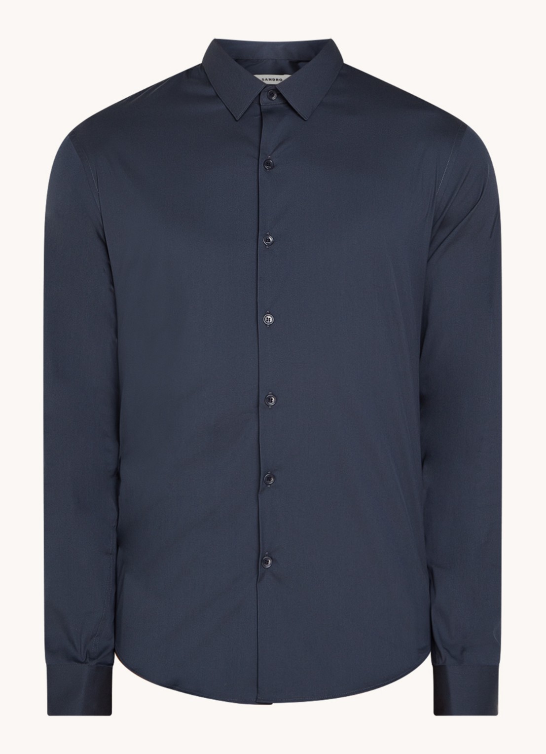 Sandro Slim fit overhemd met stretch - voorkant 3 donkerblauw