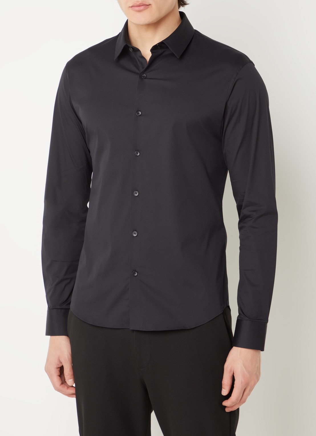 Sandro Slim fit overhemd met stretch - detail 3 zwart