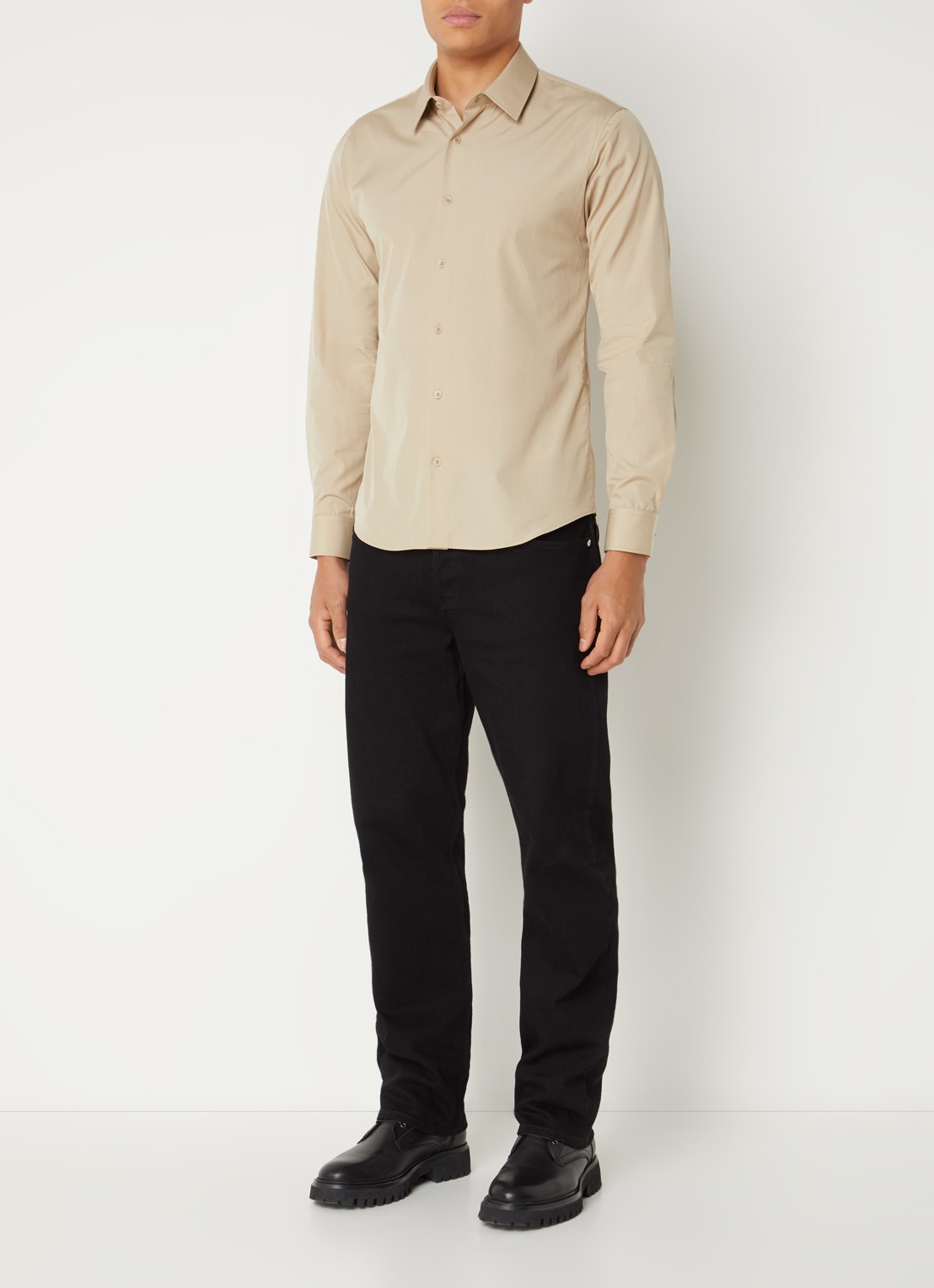 Sandro Slim fit overhemd - voorkant 2 beige