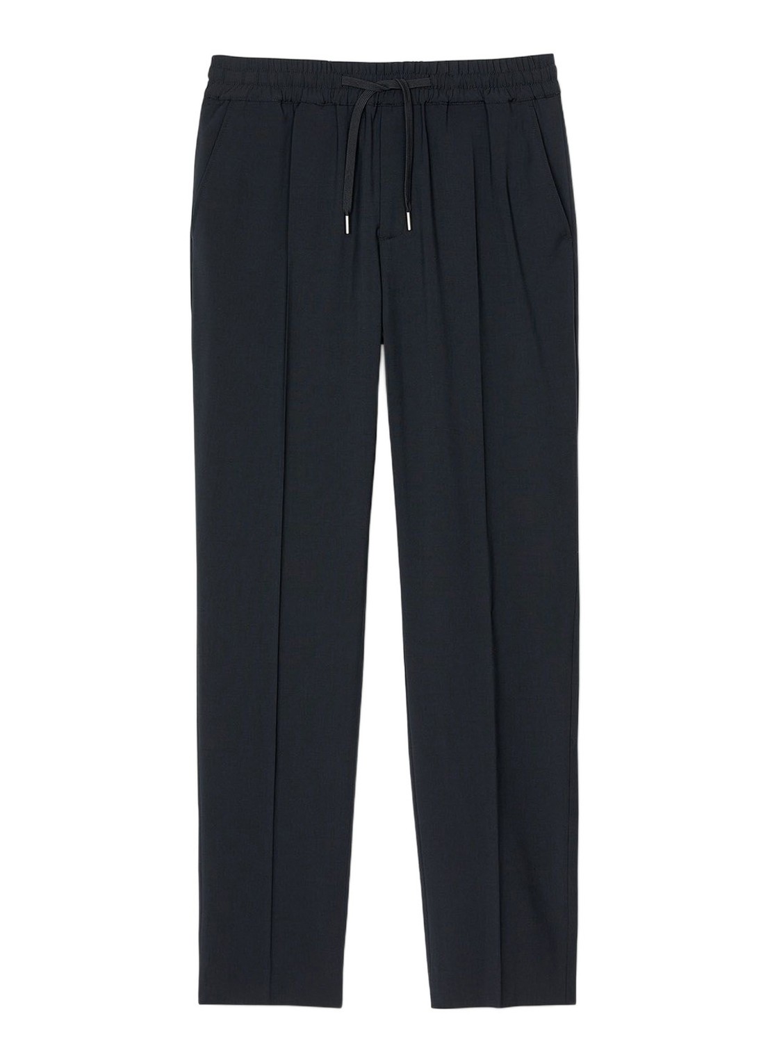 Sandro Slim fit pantalon in wolblend met elastische band - voorkant 5 black / zwart