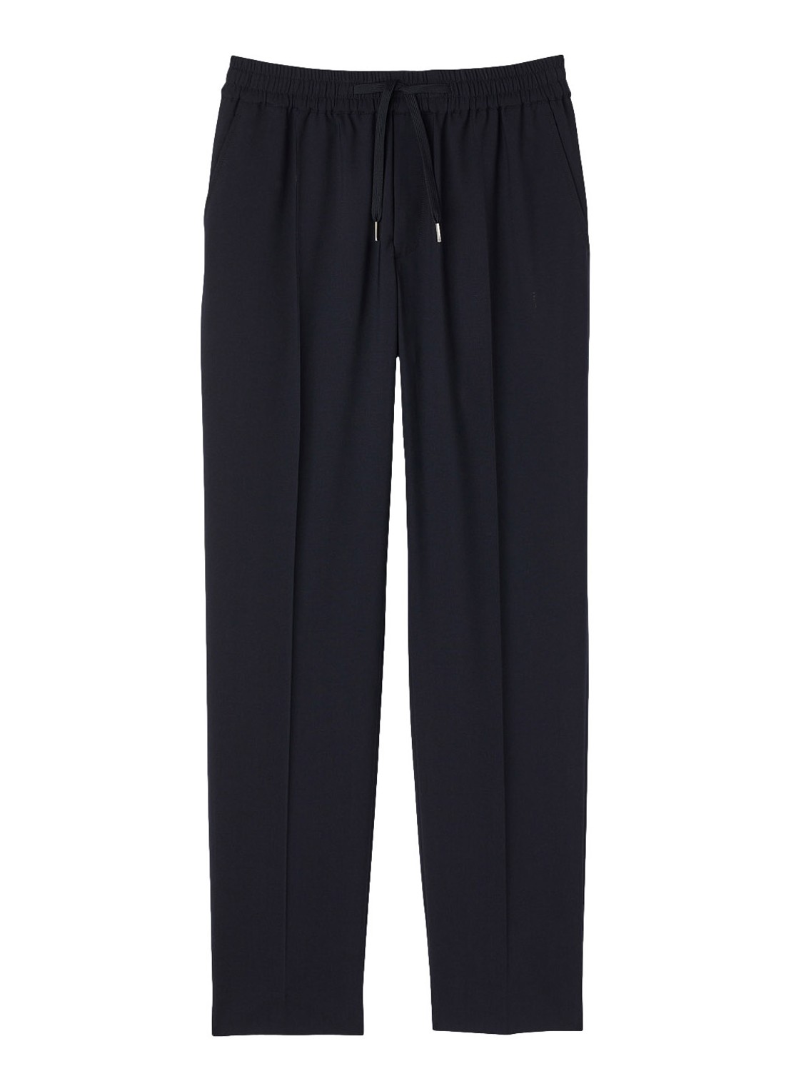 Sandro Slim fit pantalon in wolblend met elastische band - voorkant 5 navy blue / blauw