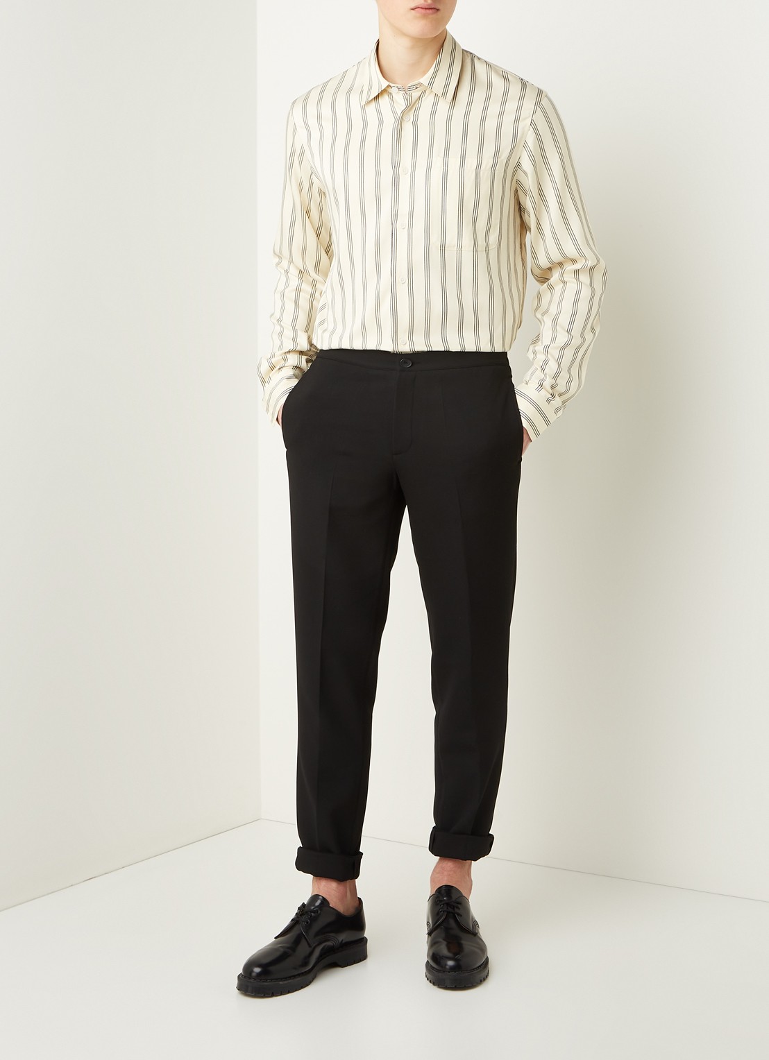 Sandro Slim fit pantalon met steekzakken - voorkant 2 zwart