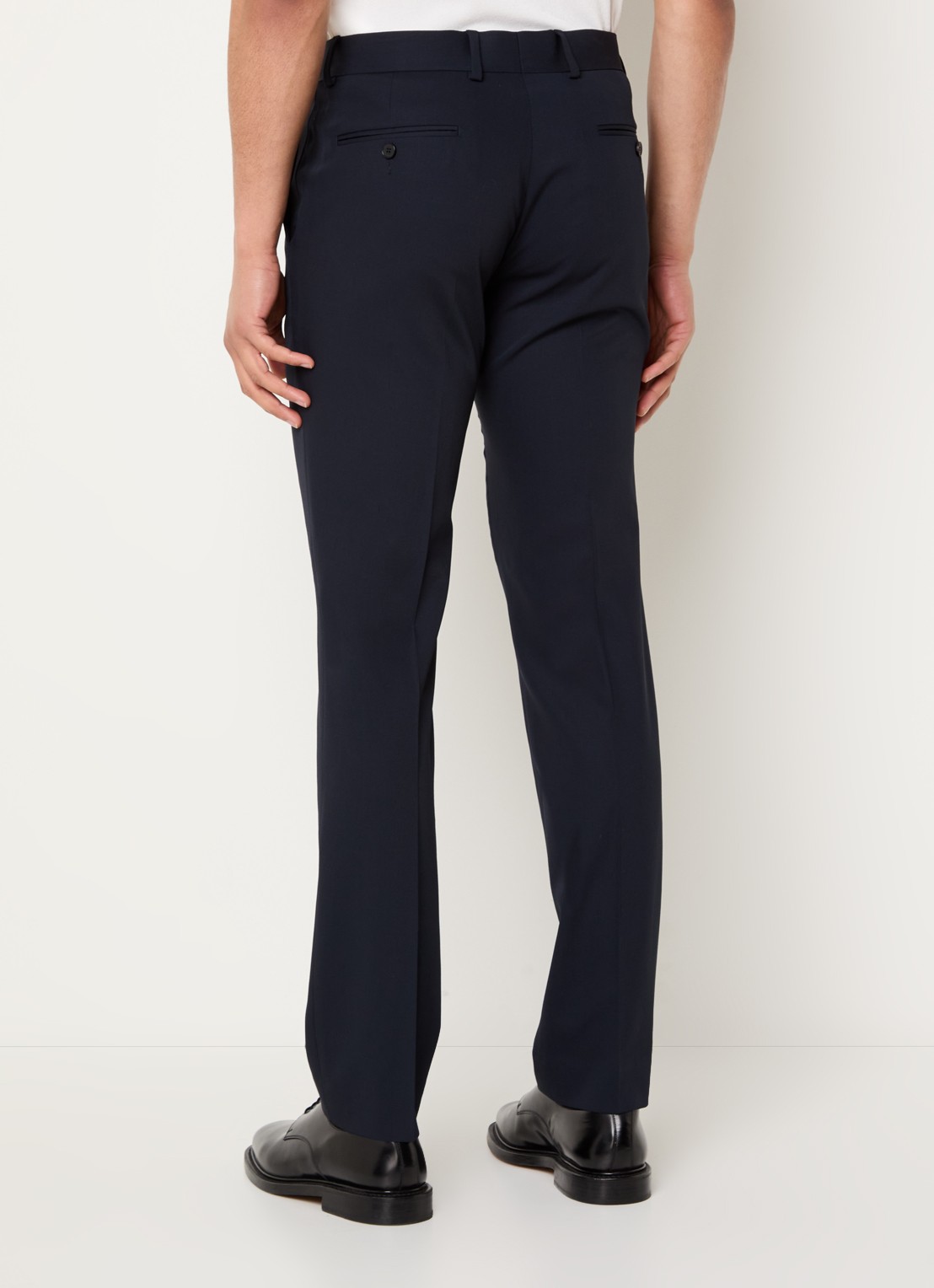 Sandro Slim fit pantalon van scheerwol met steekzakken - achterkant donkerblauw