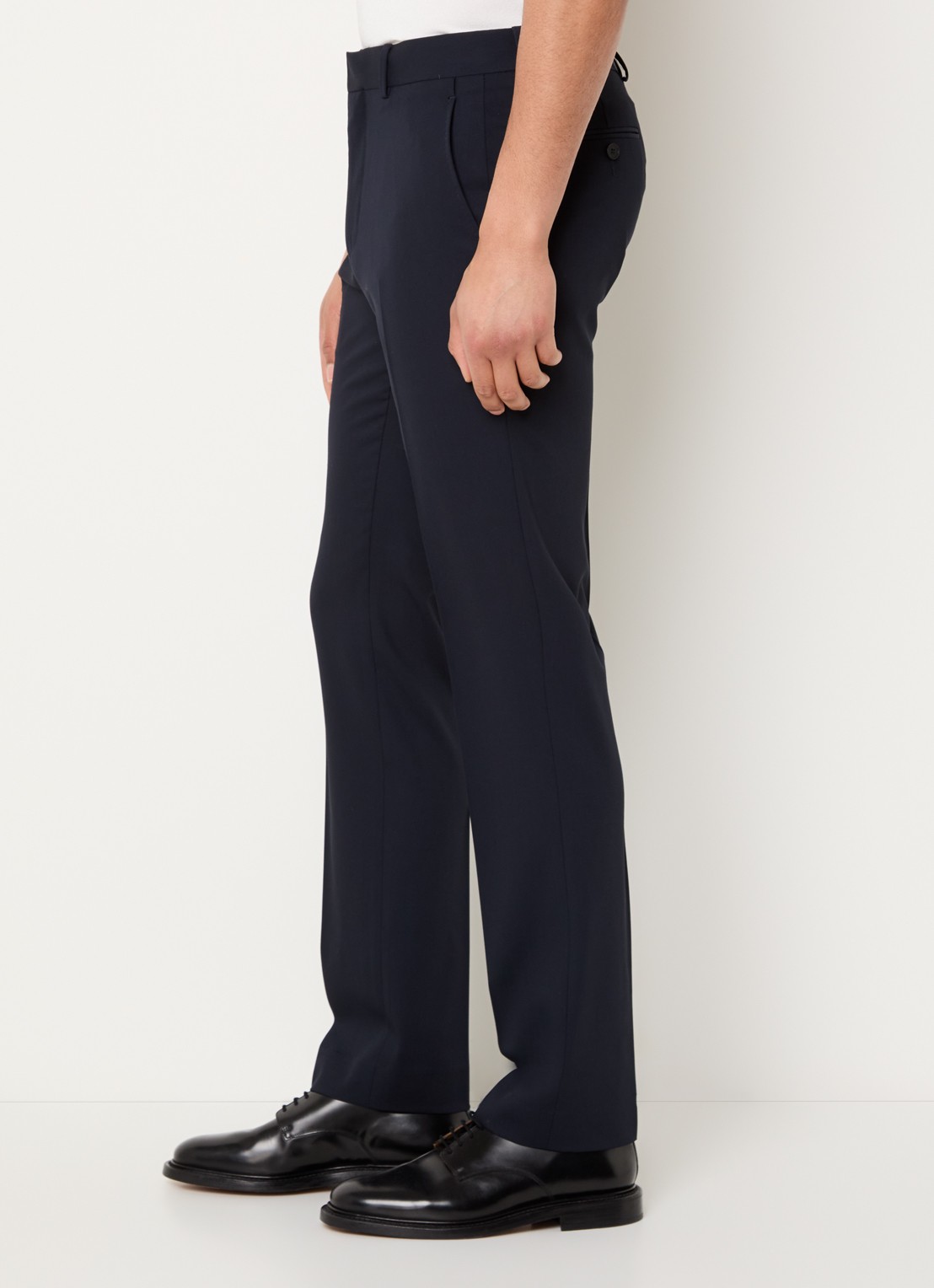 Sandro Slim fit pantalon van scheerwol met steekzakken - detail 3 donkerblauw