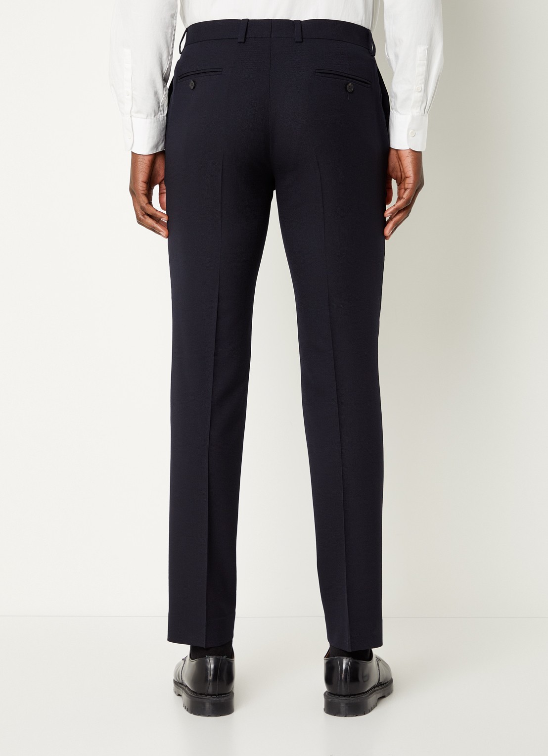 Sandro Slim fit pantalon van wol met persplooi - achterkant 3 donkerblauw