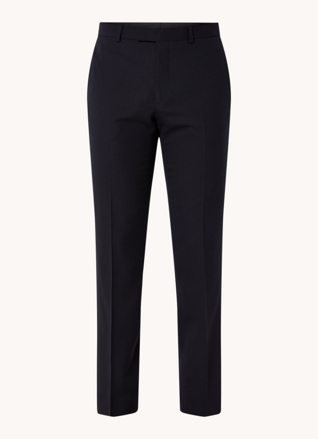 Sandro Slim fit pantalon van wol met persplooi - voorkant donkerblauw