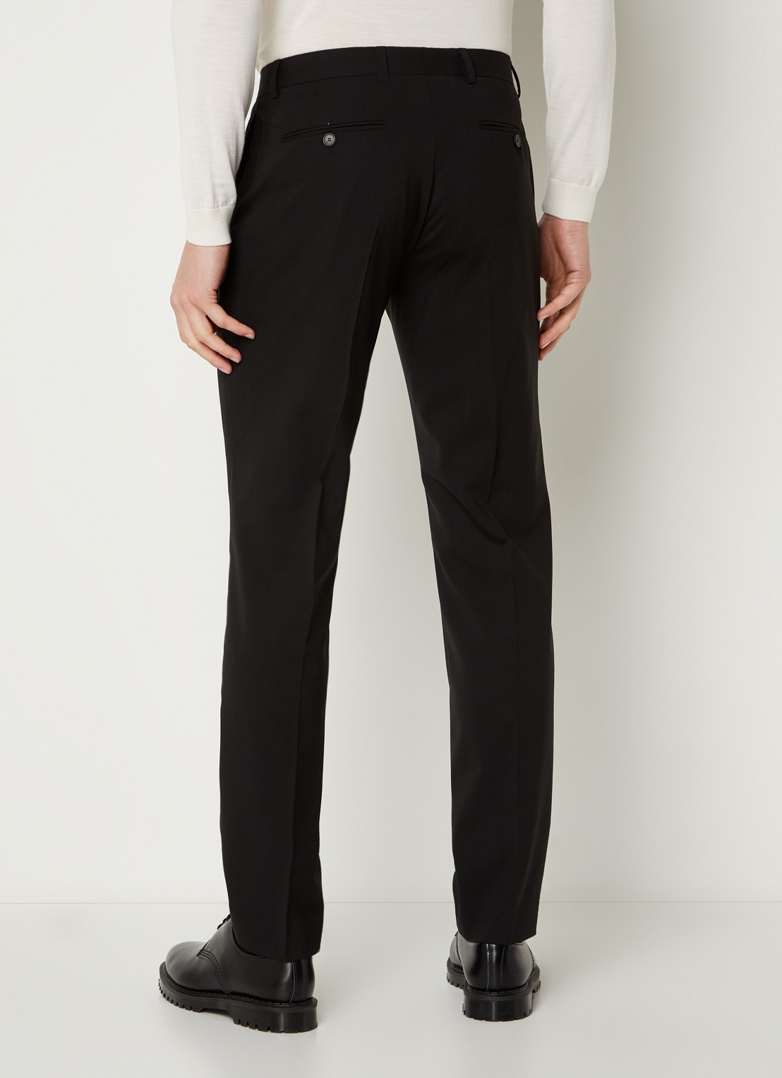 Sandro Slim fit pantalon van wol met steekzakken - achterkant zwart