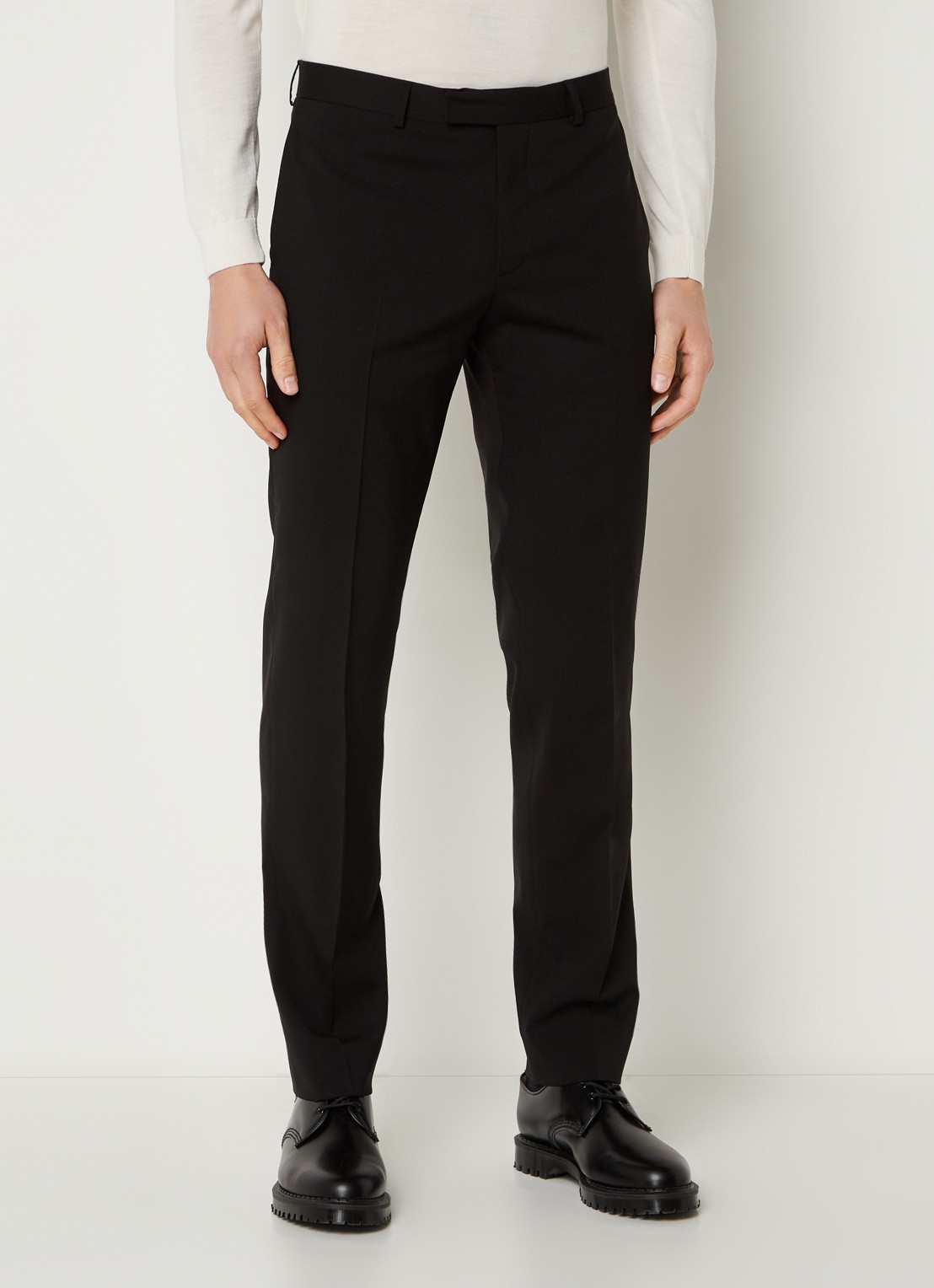 Sandro Slim fit pantalon van wol met steekzakken - detail 4 zwart