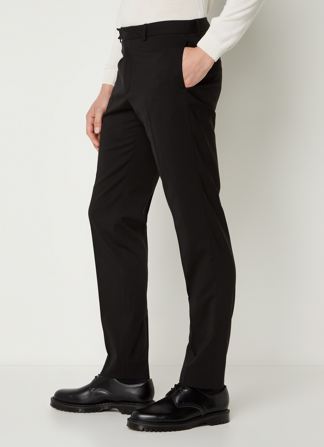 Sandro Slim fit pantalon van wol met steekzakken - detail 5 zwart