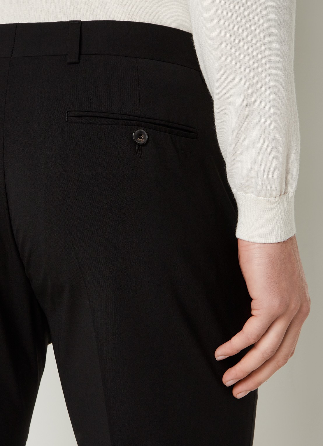 Sandro Slim fit pantalon van wol met steekzakken - detail 6 zwart