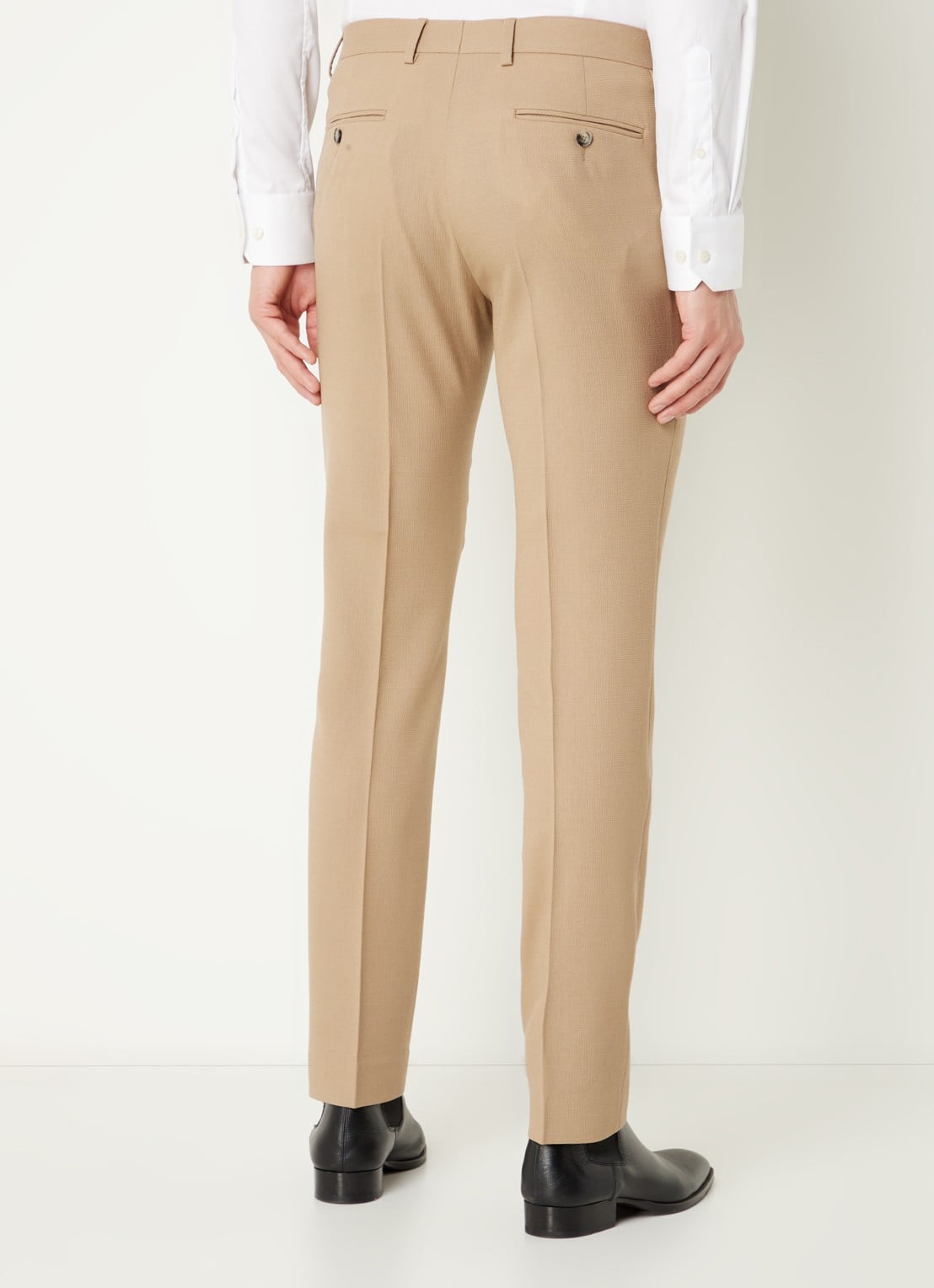 Sandro Slim fit pantalon van wol - achterkant donkerbeige