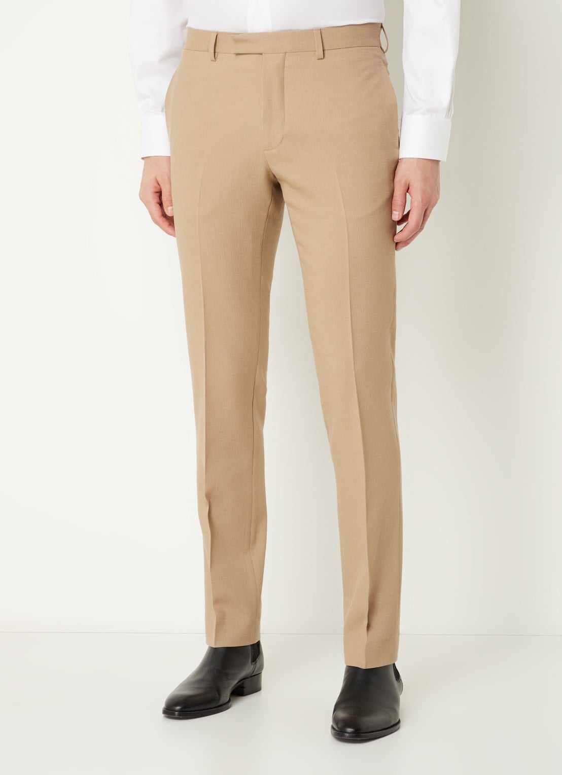 Sandro Slim fit pantalon van wol - detail 4 donkerbeige