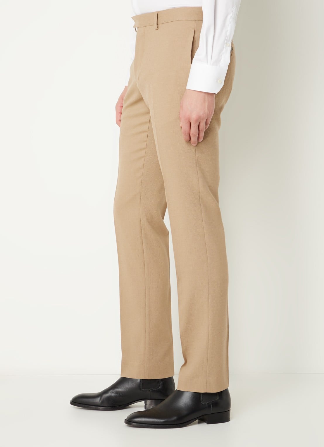 Sandro Slim fit pantalon van wol - detail 5 donkerbeige