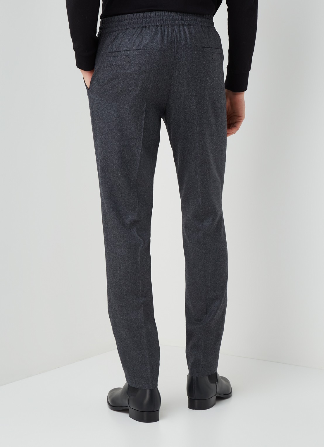 Sandro Slim fit pantalon van wolblend - achterkant 3 donkergrijs