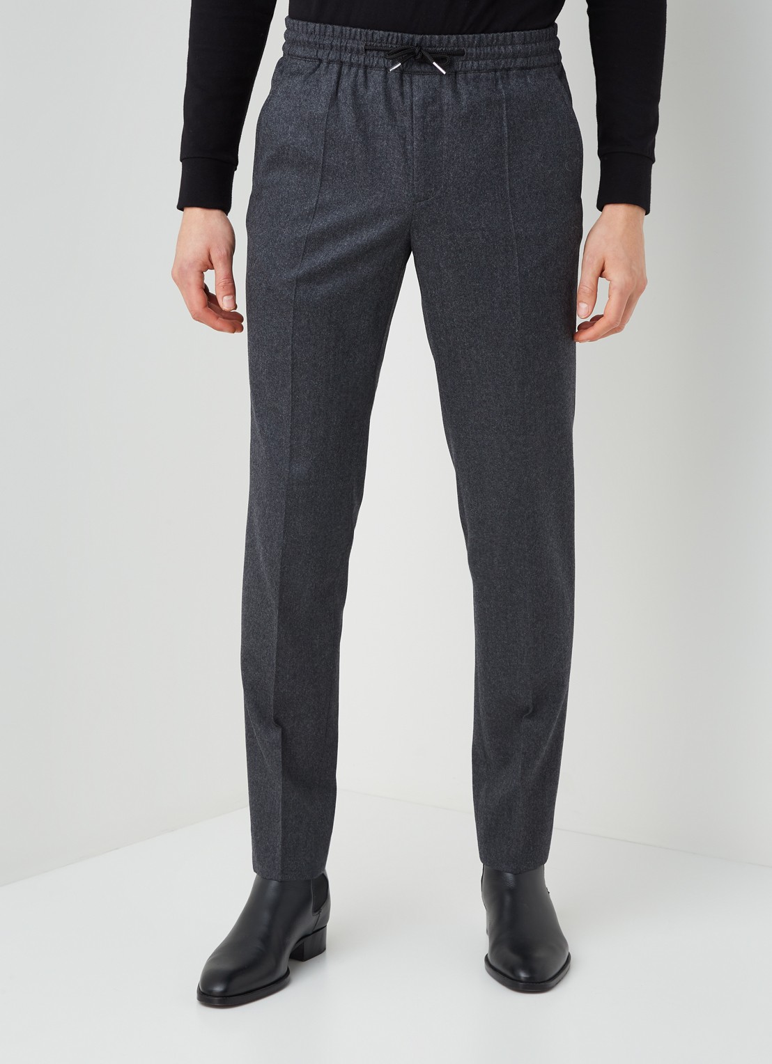 Sandro Slim fit pantalon van wolblend - detail donkergrijs