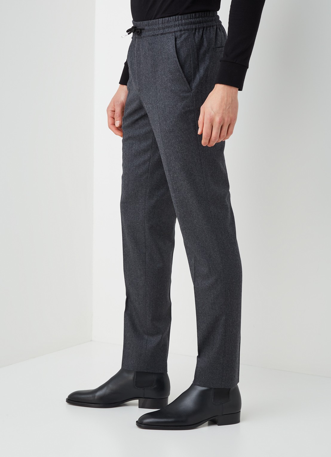 Sandro Slim fit pantalon van wolblend - detail 2 donkergrijs