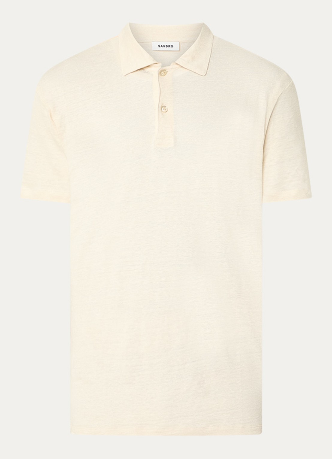 Sandro Slim fit polo van linnen  - voorkant 3 ivoor