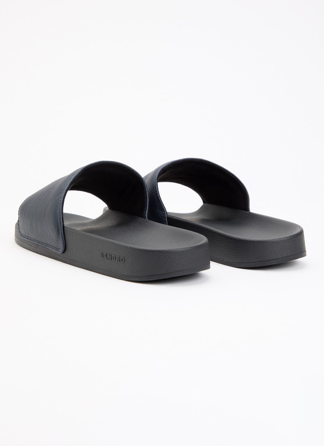 Sandro Slipper van leer met logo - achterkant 4 donkerblauw