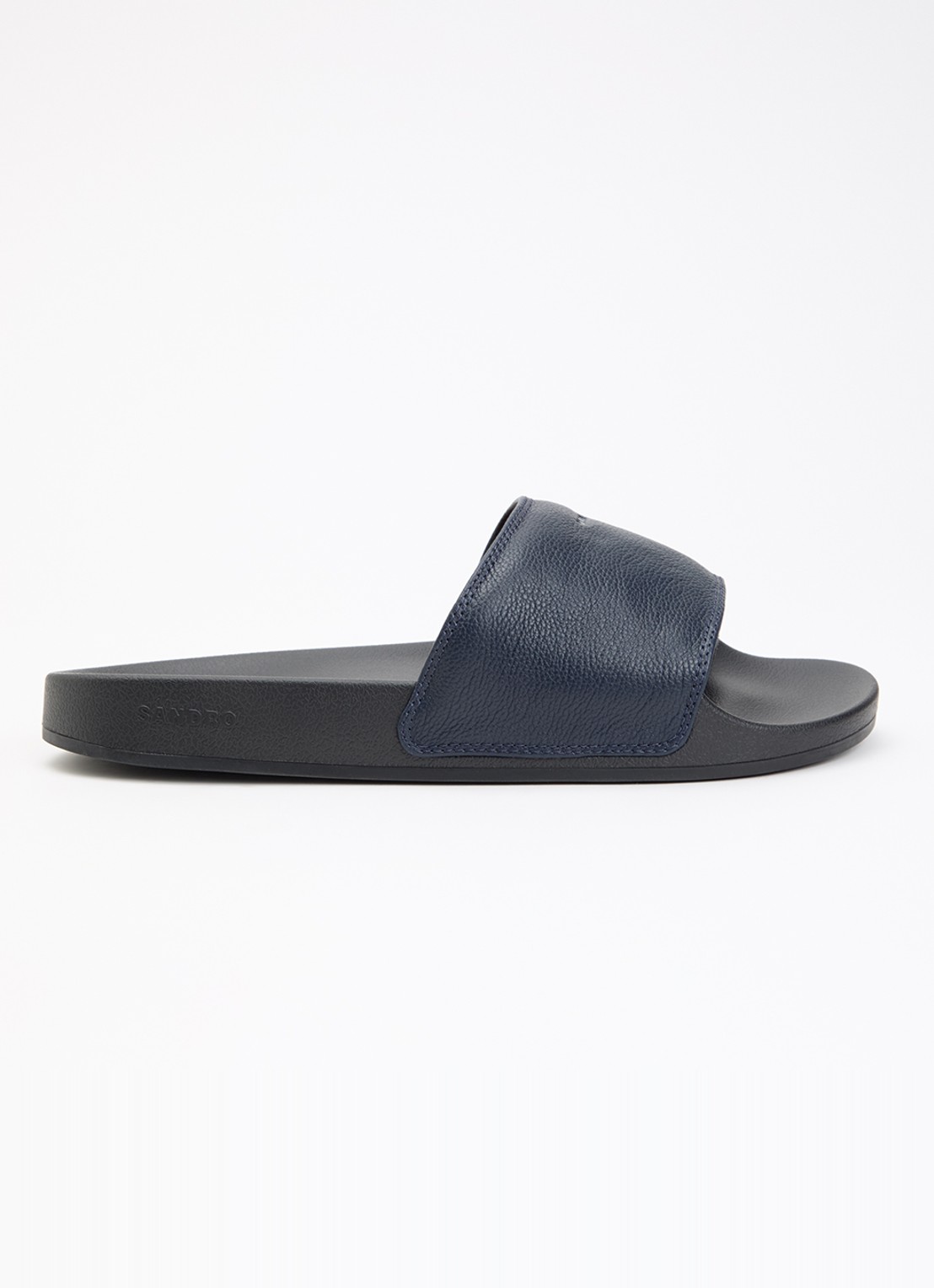 Sandro Slipper van leer met logo - voorkant 5 donkerblauw