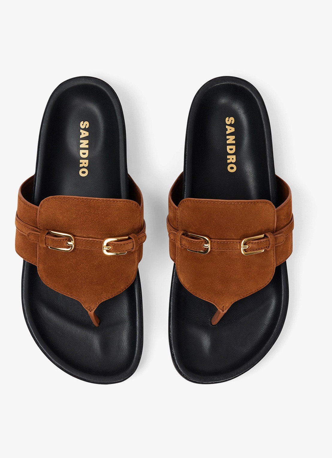 Sandro Slipper van leer  - detail 2 bruin