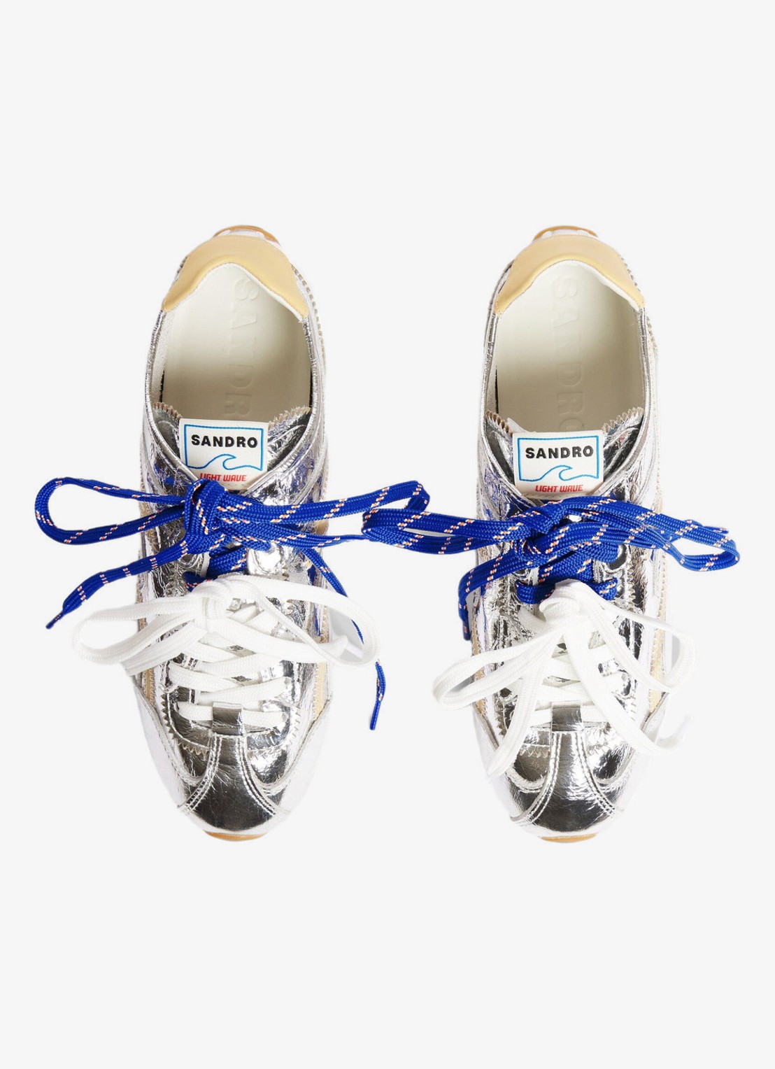 Sandro Sneaker van leer met metallic finish - detail 3 zilver