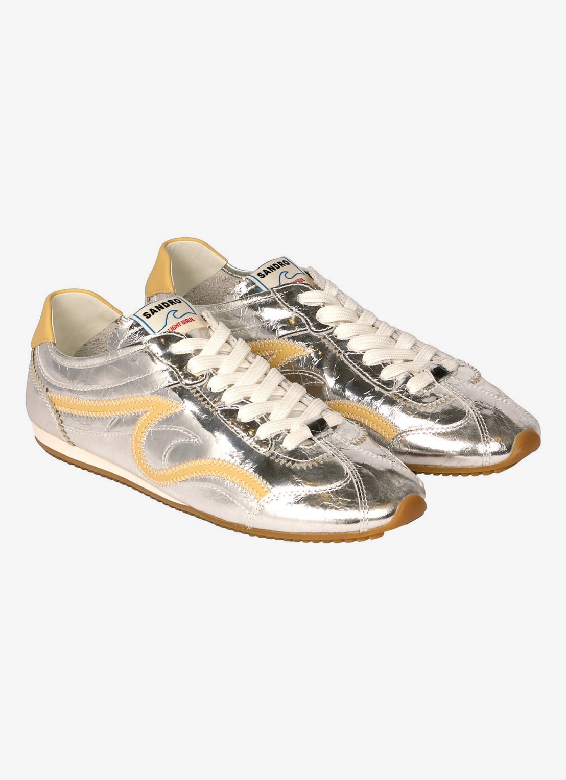 Sandro Sneaker van leer met metallic finish - detail 4 zilver