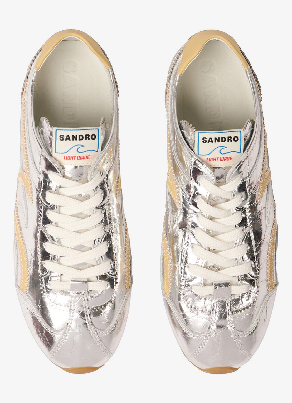 Sandro Sneaker van leer met metallic finish - detail 7 zilver
