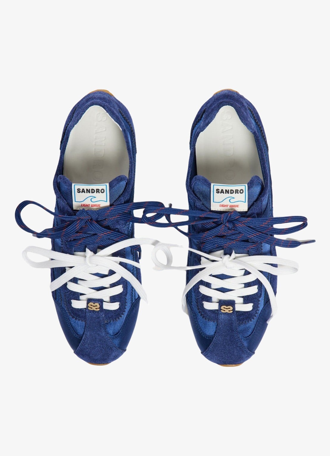 Sandro Sneaker van suède en leer - detail 3 blue / blauw