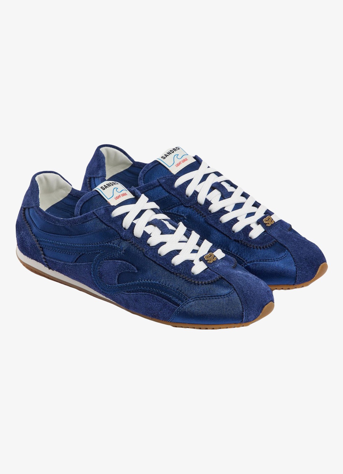 Sandro Sneaker van suède en leer - detail 4 blue / blauw