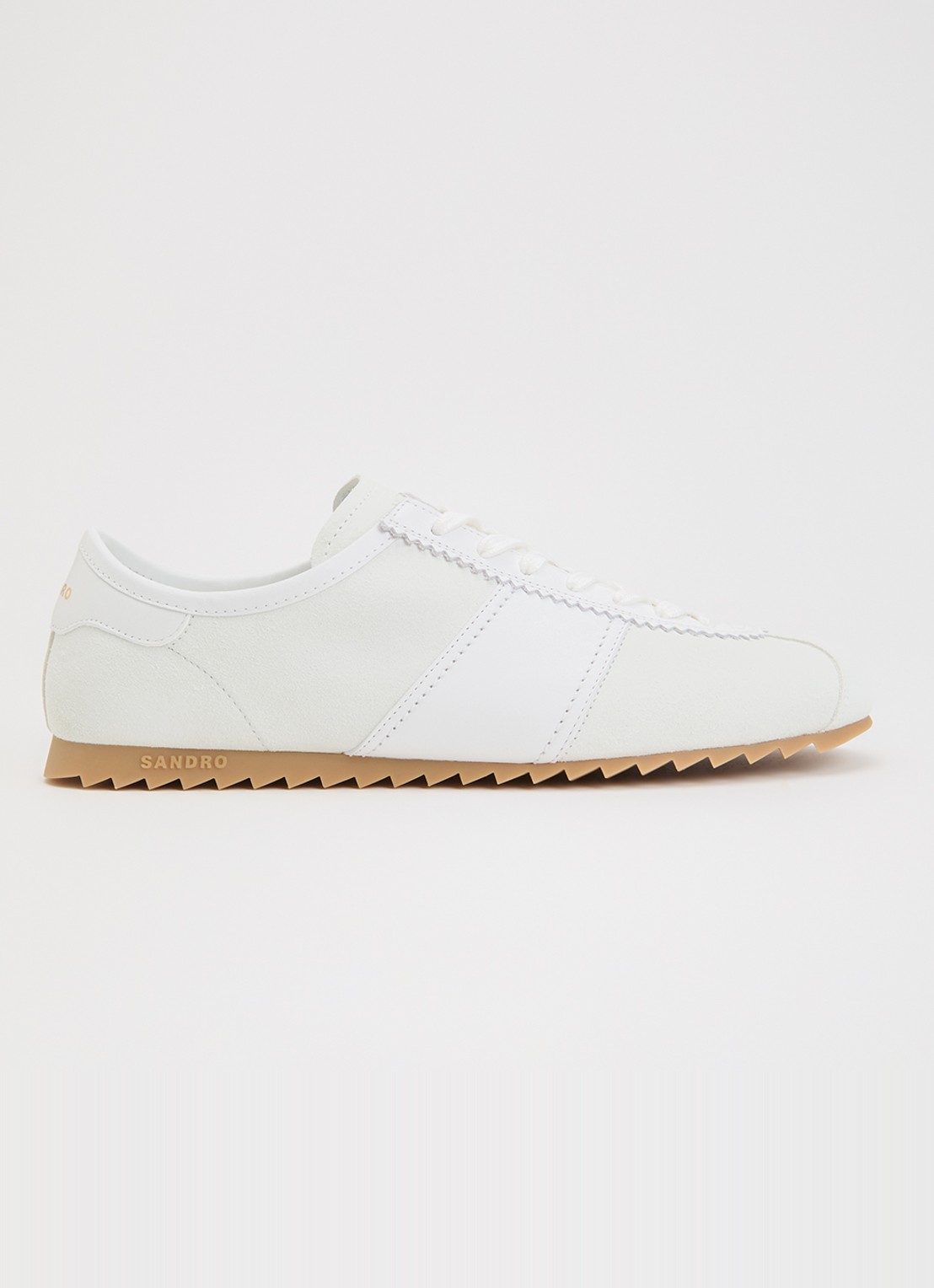 Sandro Sneaker van suède met details van leer - voorkant wit