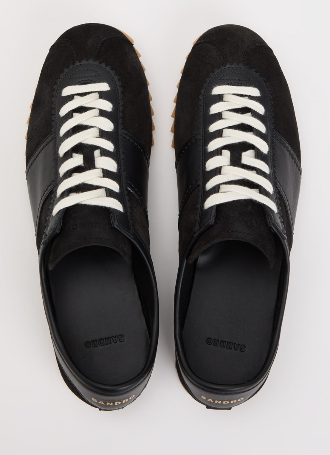 Sandro Sneaker van suède met leren details - detail 3 zwart