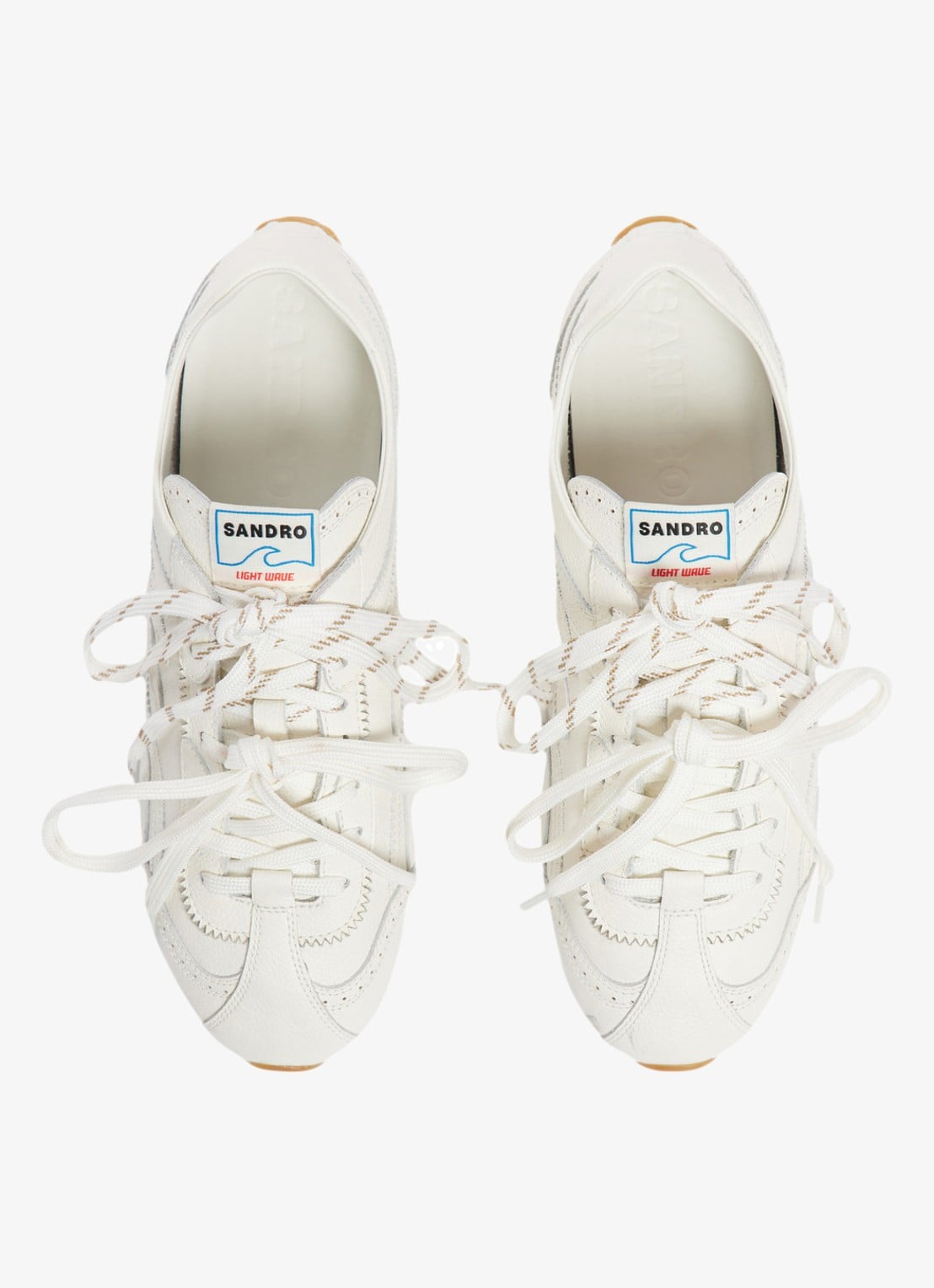 Sandro Sneakers van leer met dubbele veters - detail ecru / wit