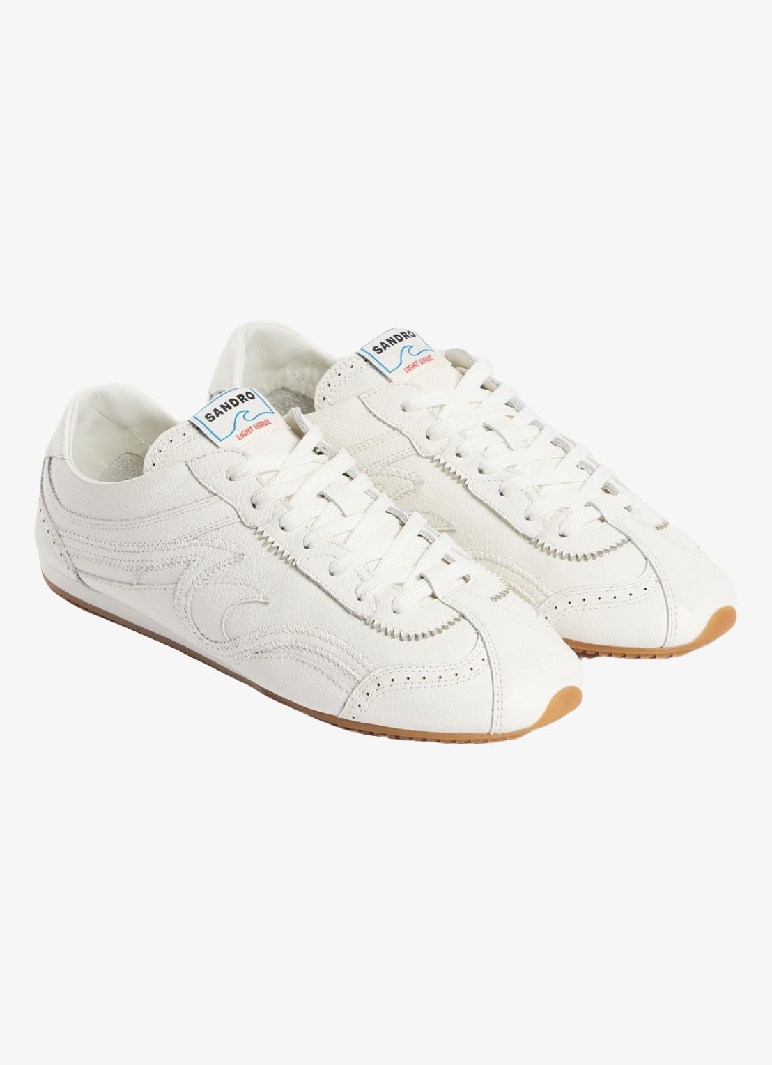 Sandro Sneakers van leer met dubbele veters - detail 2 ecru / wit