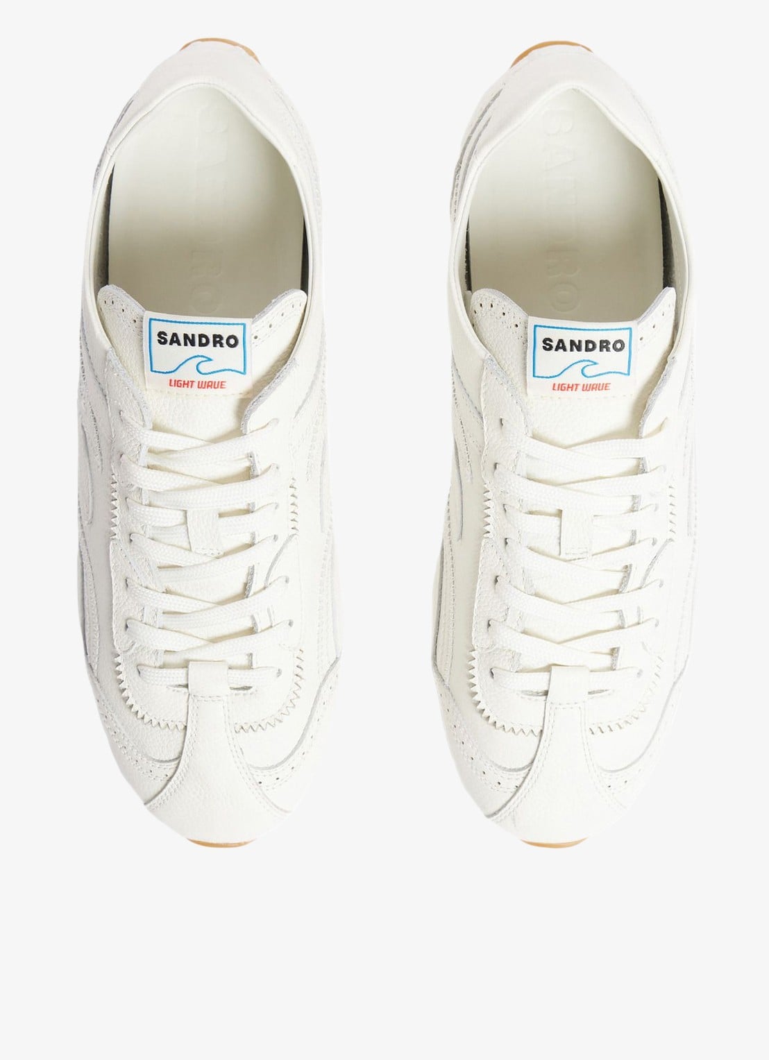 Sandro Sneakers van leer met dubbele veters - detail 4 ecru / wit
