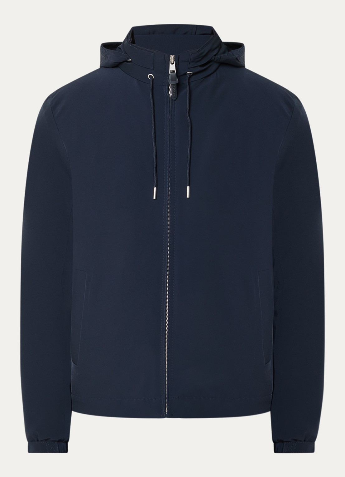 Sandro Softshell jack met opbergbare capuchon en steekzakken - voorkant 2 donkerblauw
