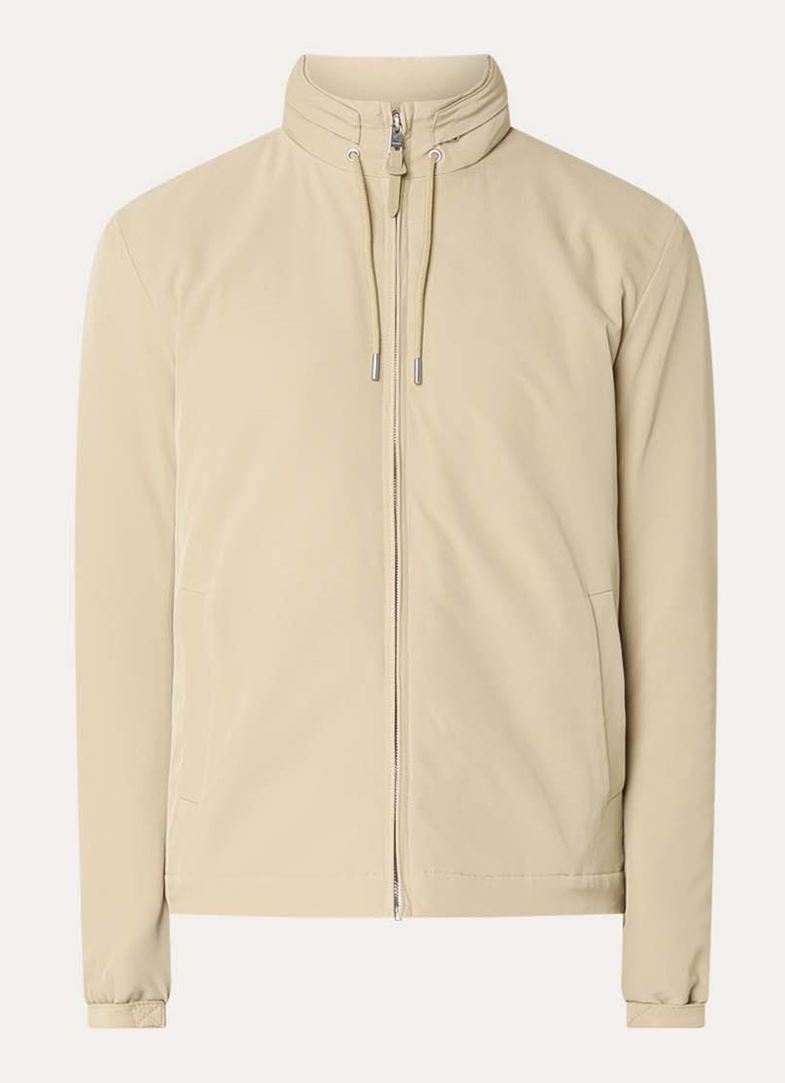 Sandro Softshell jack met opbergbare capuchon en steekzakken - voorkant camel