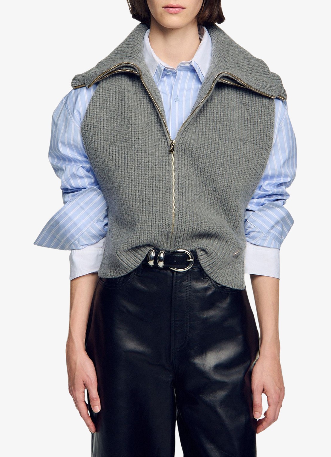 Sandro Spencer van wol - detail grey / grijs