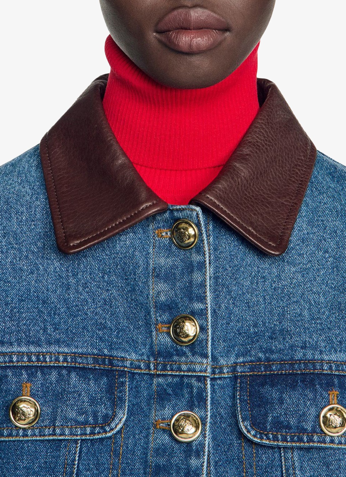 Sandro Spijkerjas met opgestikte zakken - detail 6 denim