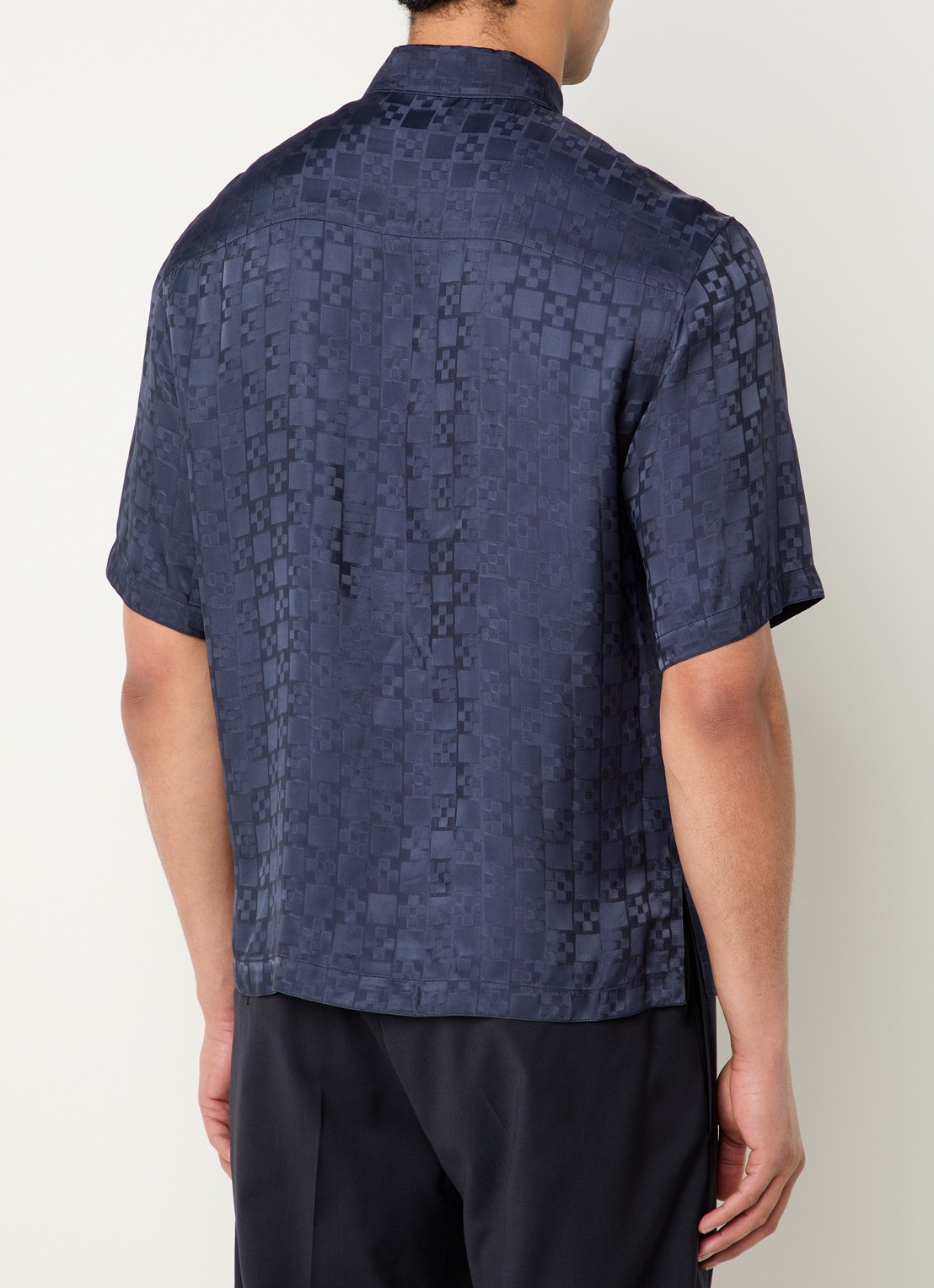 Sandro Square Cross loose-fit shirt - achterkant navy blue / blauw