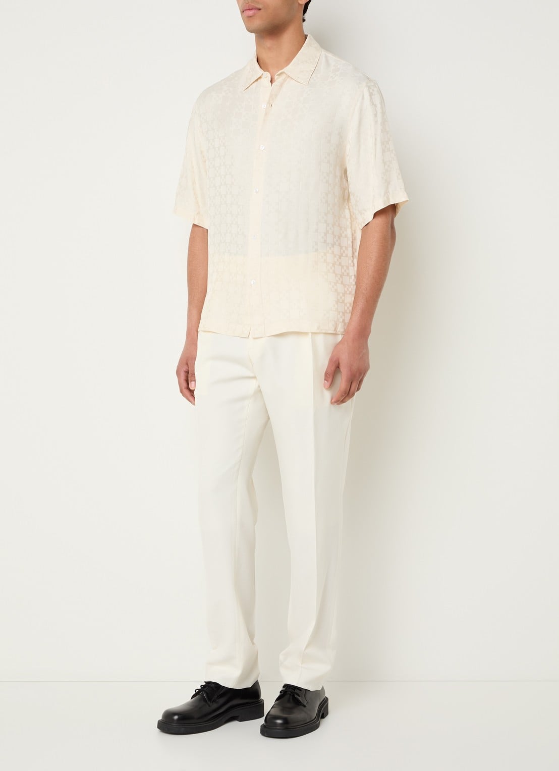 Sandro Square Cross loose-fit shirt - voorkant 3 white / wit