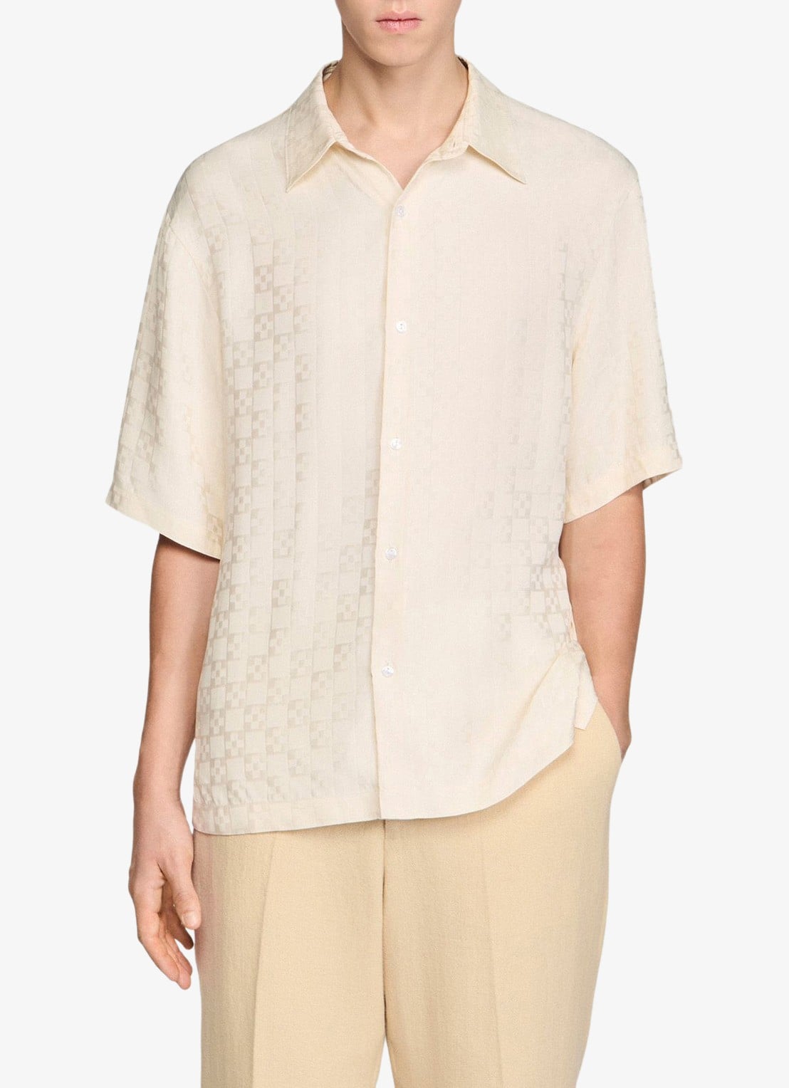 Sandro Square Cross loose-fit shirt - detail 7 white / wit