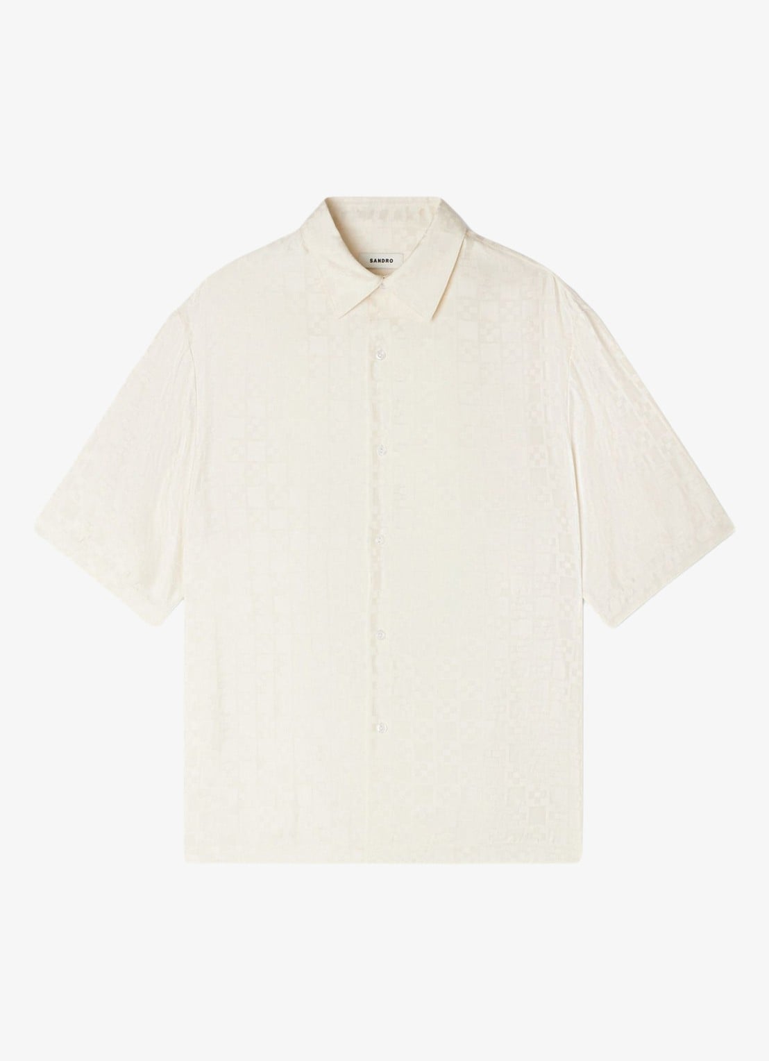 Sandro Square Cross loose-fit shirt - voorkant 3 white / wit