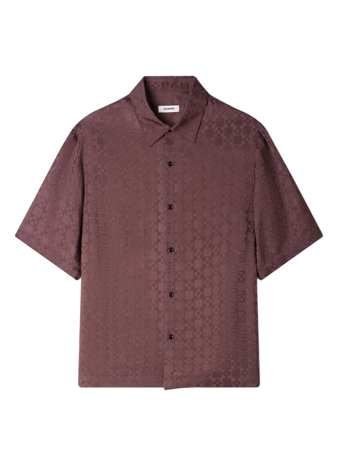 Sandro Square Cross loose-fit shirt - voorkant 2 chocolate / bruin