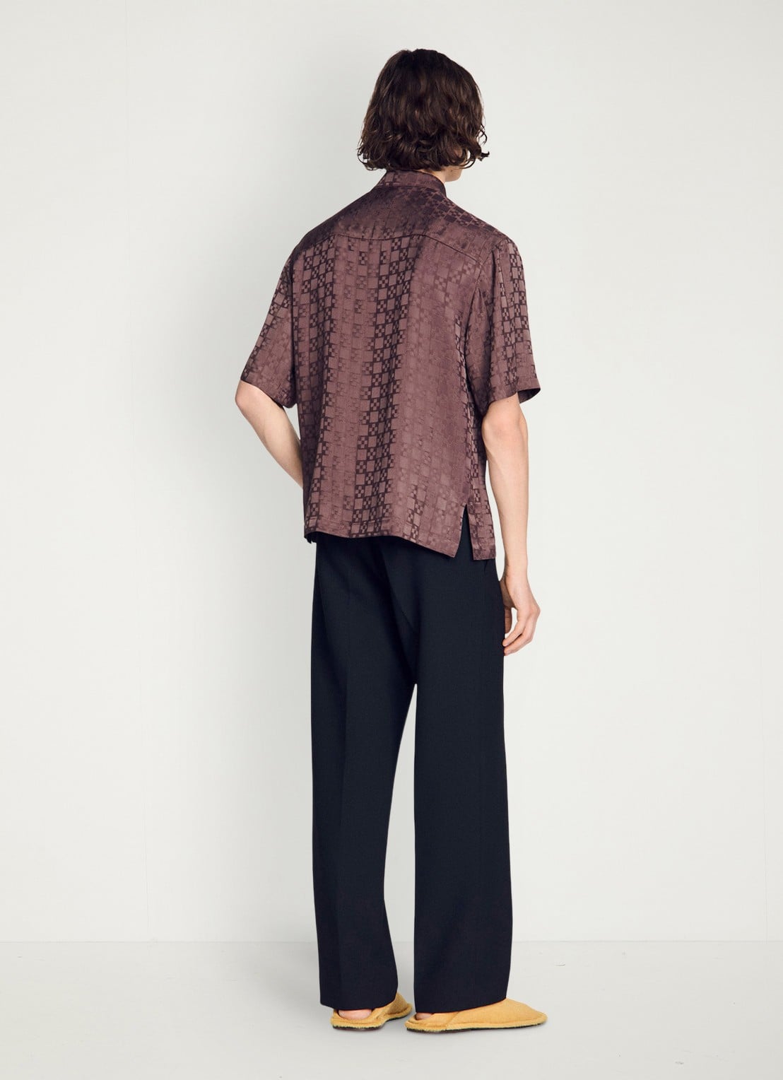 Sandro Square Cross loose-fit shirt - achterkant 2 chocolate / bruin