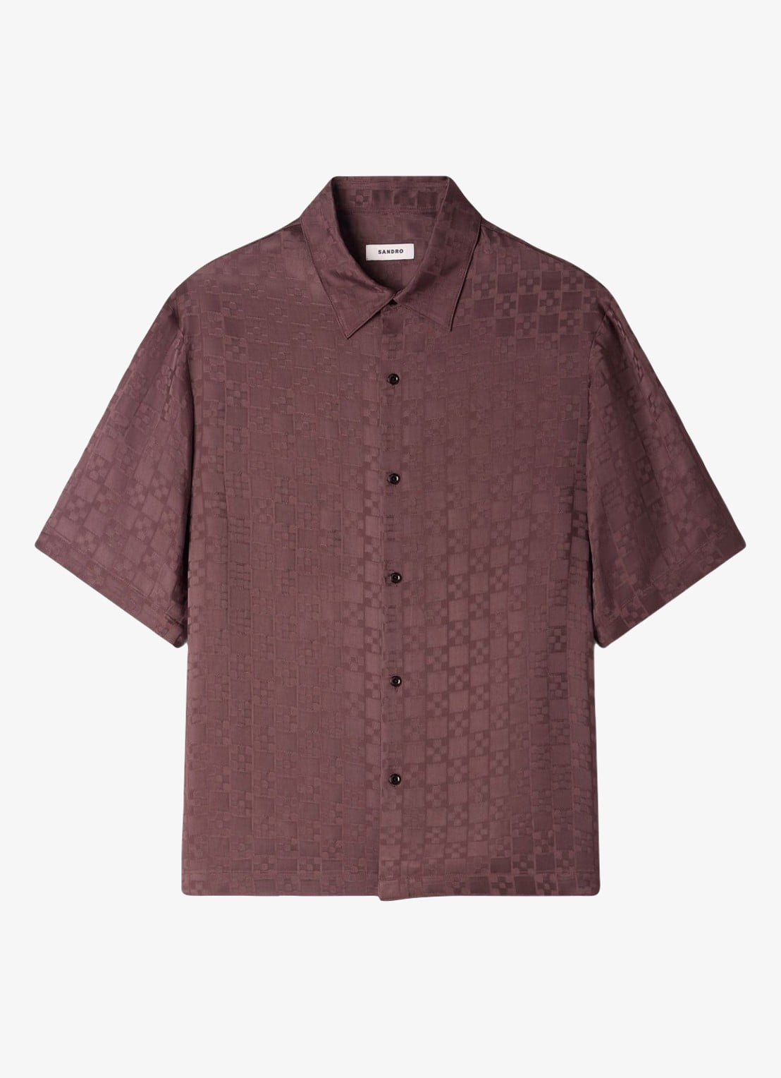 Sandro Square Cross loose-fit shirt - voorkant 5 chocolate / bruin