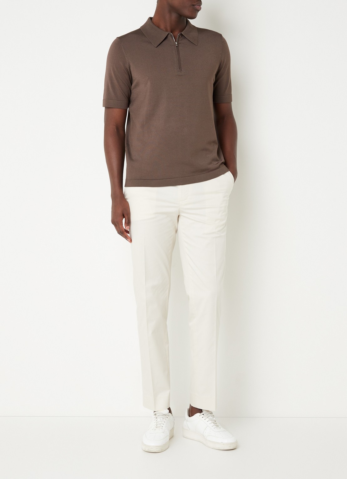 Sandro Straight fit chino  met steekzakken - voorkant 3 creme
