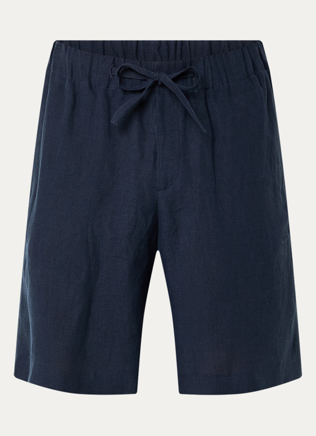 Sandro Straight fit korte broek van linnen met steekzakken - voorkant donkerblauw